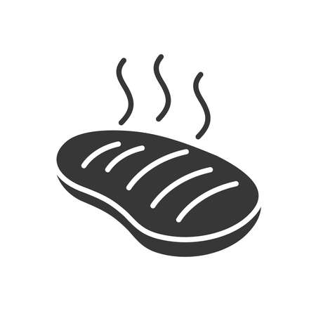 hot steak icon over white background, silhouette style, vector illustrationのイラスト素材