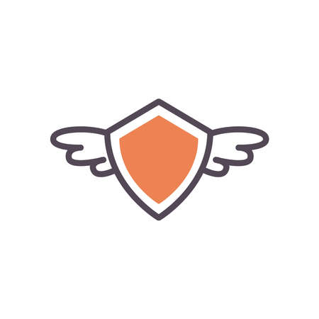Shield with wings line and fill style icon design, Label tag banner product and protection theme Vector illustrationのイラスト素材