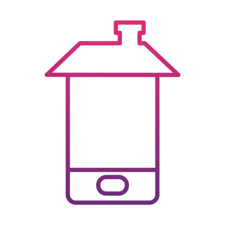 cellphone with house roof icon over white background, gradient style, vector illustrationのイラスト素材