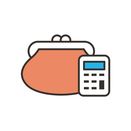 purse and calculator line and fill style icon of money financial banking commerce and market theme Vector illustrationのイラスト素材