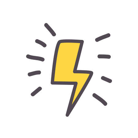 Thunder line and fill style icon design, Weather rain power electric sky nature climate season and meteorology theme Vector illustrationのイラスト素材
