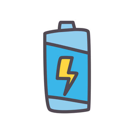 battery with thunder line and fill style icon design, energy power technology and charge theme Vector illustrationのイラスト素材