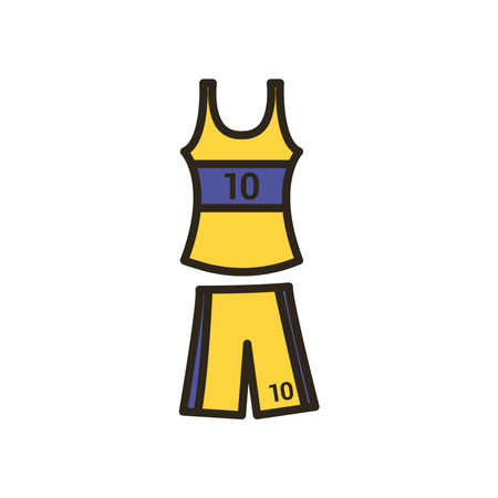 shirt and short line and fill style icon design, Basketball sport hobby competition and game theme Vector illustrationのイラスト素材