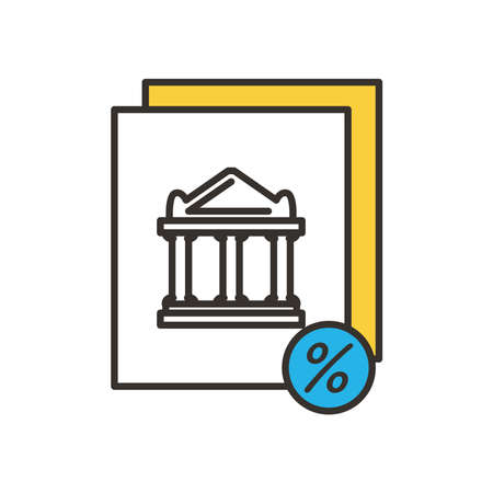 bank building on paper and percentage line and fill style icon of money financial banking commerce and market theme Vector illustrationのイラスト素材