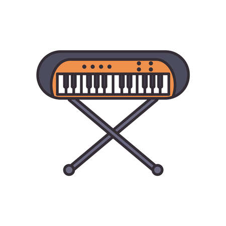 keyboard instrument line and fill style icon design, Music sound melody song musical art and composition theme Vector illustrationのイラスト素材