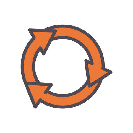 recycle arrows line and fill style icon design, Eco energy power save sustainable environmental nature and conservation theme Vector illustrationのイラスト素材