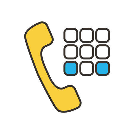 Phone and buttons line and fill style icon design, Call telephone communication hotel office public dial connection and technology theme Vector illustrationのイラスト素材