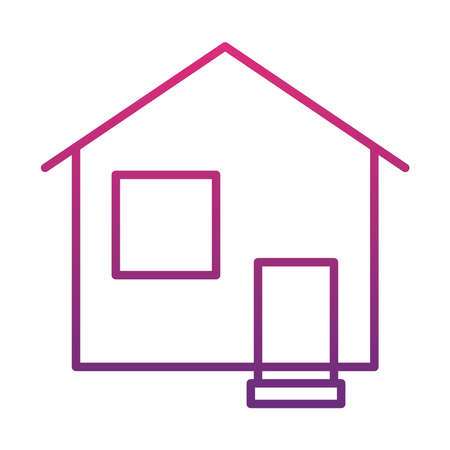 house with door and window over white background, gradient style, vector illustrationのイラスト素材