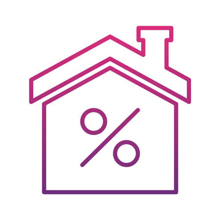 house with percentage symbol over white background, gradient style, vector illustrationのイラスト素材