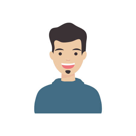 young man smiling icon over white background, flat style, vector illustrationのイラスト素材