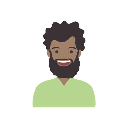 diversity people concept, cartoon man with beard over white background, flat style, vector illustrationのイラスト素材