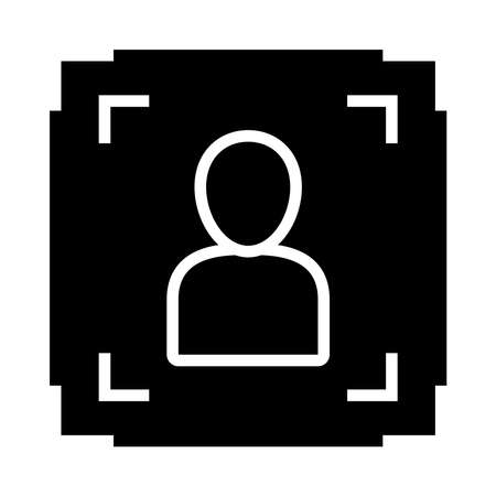 person recognition target icon over white background, silhouette style, vector illustrationのイラスト素材
