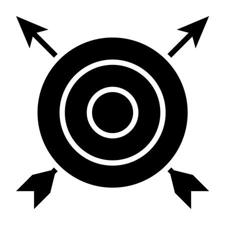 target and crossed bows icon over white background, silhouette style, vector illustrationのイラスト素材