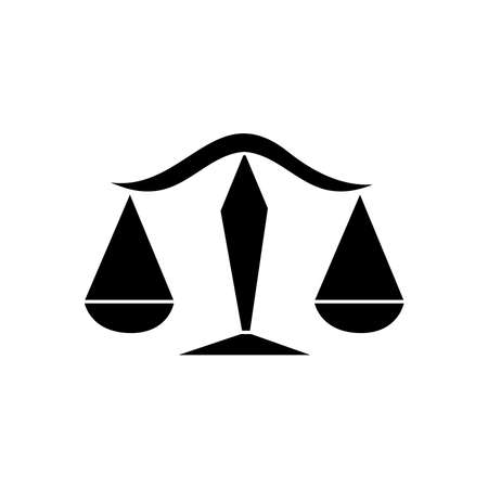 astrology concept, Libra sign and Balance Scales symbol over white background, silhouette style, vector illustrationのイラスト素材