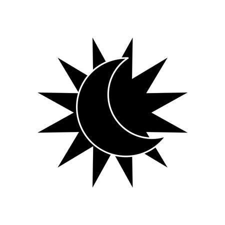 astrology concept, sun and moon icon over white background, silhouette style, vector illustrationのイラスト素材