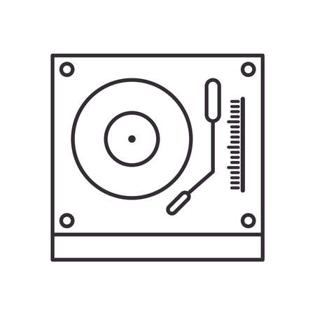 dj turntable line style icon design, Music sound melody song musical art and composition theme Vector illustrationのイラスト素材