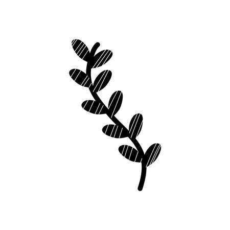 lemon leaf icon over white background, silhouette style, vector illustrationのイラスト素材