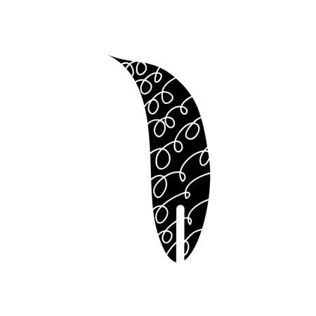 abstract tropical long leaf icon over white background, silhouette style, vector illustrationのイラスト素材