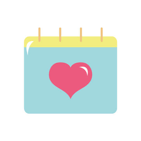 calendar with heart icon over white background, flat style, vector illustrationのイラスト素材