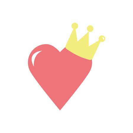 heart with crown icon over white background, flat style, vector illustrationのイラスト素材