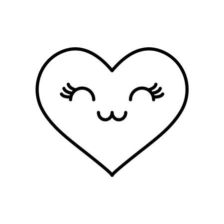 happy heart icon over white background, line style, vector illustrationのイラスト素材