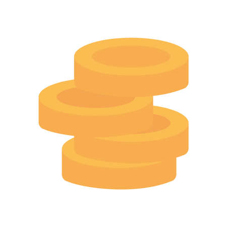 money coins icon over white background, flat style, vector illustrationのイラスト素材