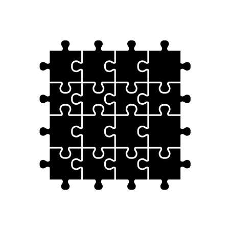 square jigsaw icon over white background, silhouette style, vector illustrationのイラスト素材