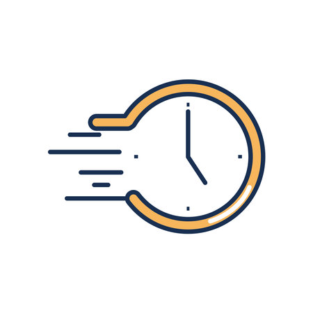 clock fast icon over white background, line fill style, vector illustration