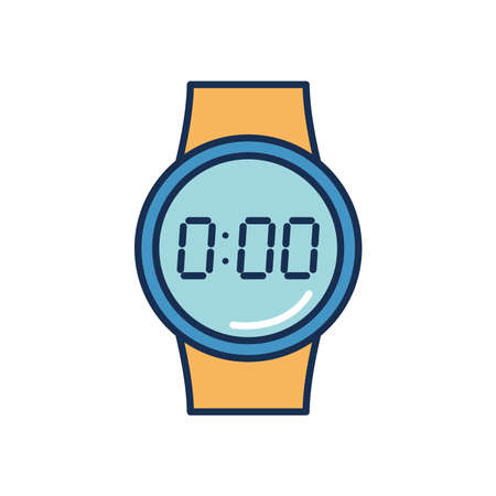 smartwatch icon over white background, line fill style, vector illustrationのイラスト素材