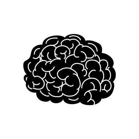 brain icon over white background, silhouette style, vector illustrationのイラスト素材
