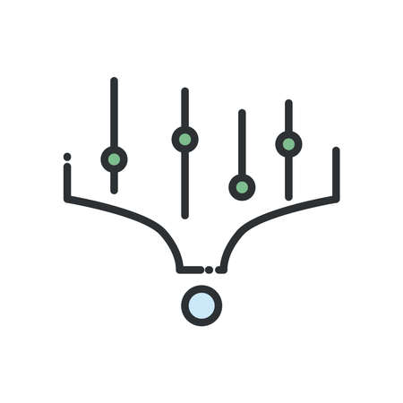 Big data circuit line and fill style icon design, Web hosting center base security system and hardware Vector illustrationのイラスト素材