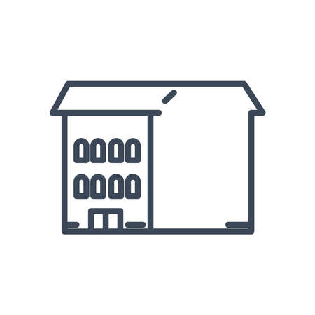 Building with windows line style icon design, City architecture urban modern downtown contemporary metropolis exterior and construction theme Vector illustrationのイラスト素材