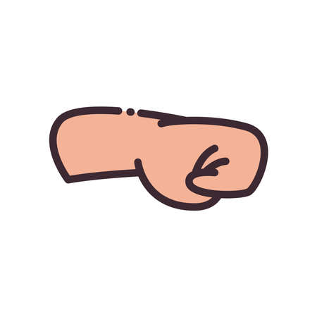 fist gesture with hand line and fill style icon design of People arm finger person learn communication healthcare theme Vector illustrationのイラスト素材