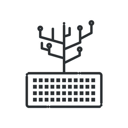 Keyboard with circuit line style icon design, Big data web hosting center base security system and hardware Vector illustrationのイラスト素材