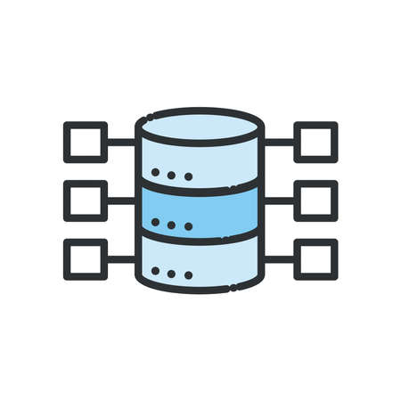 Web hosting line and fill style icon design, Big data center base security system and hardware Vector illustrationのイラスト素材