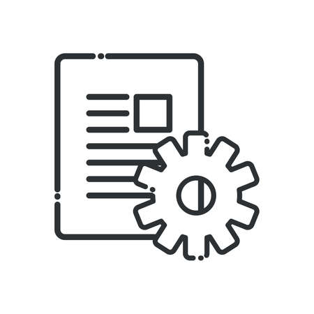 Document with gear line style icon design, Data archive and information theme Vector illustrationのイラスト素材