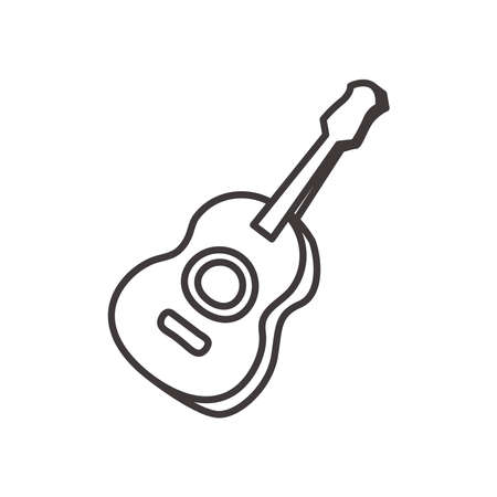 Guitar instrument line style icon design, Music sound melody song musical art and composition theme Vector illustrationのイラスト素材