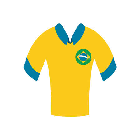 Brazil soccer tshirt flat style icon design, Culture tourism brazilian travel south latin america country and traditional theme Vector illustrationのイラスト素材