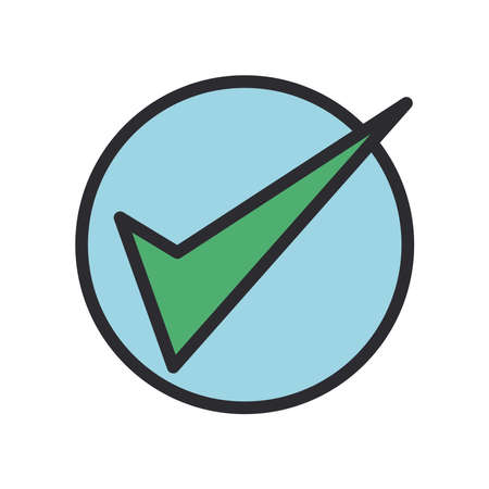Check mark button line and fill style icon design, Ok tick choice correct approved choose vote positive and web theme Vector illustrationのイラスト素材