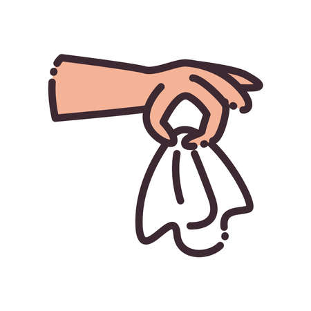 hand holding tissue line and fill style icon design of People arm finger person learn communication healthcare theme Vector illustrationのイラスト素材
