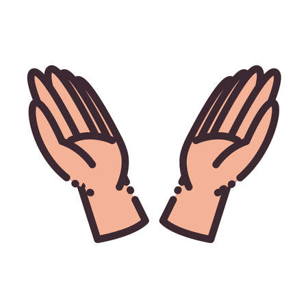 open gesture with hands line and fill style icon design of People arm finger person learn communication healthcare theme Vector illustrationのイラスト素材