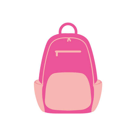 school backpack icon over white background, flat style, vector illustrationのイラスト素材