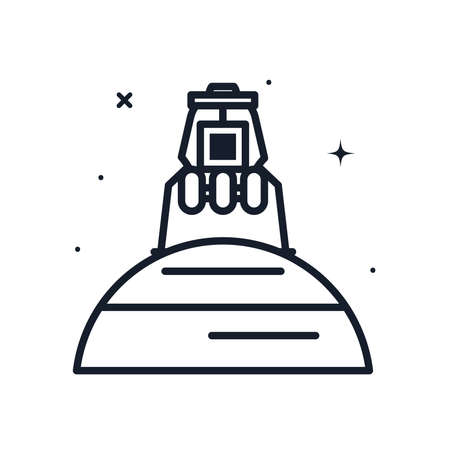 module on planet line style icon of Space futuristic cosmos and universe theme Vector illustrationのイラスト素材