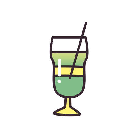 Cocktail glass with straw fill and gradient style icon design, Alcohol drink bar and beverage theme Vector illustrationのイラスト素材