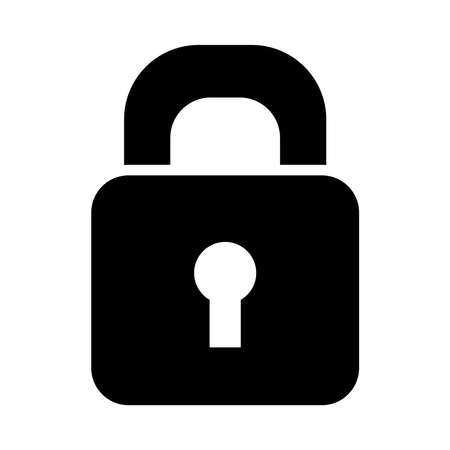 security padlock icon over white background, silhouette style, vector illustrationのイラスト素材