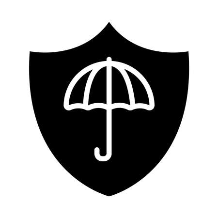 shield with umbrella icon over white background, half line half color style, vector illustrationのイラスト素材
