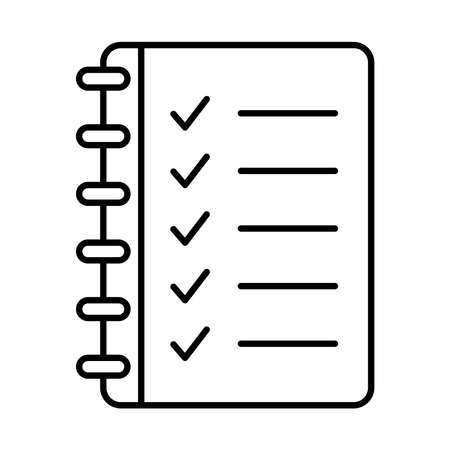 notebook with check marks icon over white background, line style, vector illustrationのイラスト素材