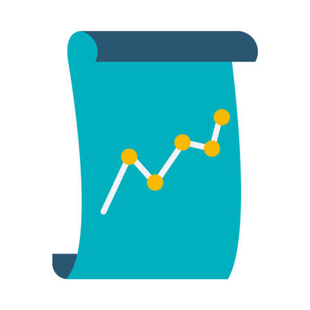 document with graphic chart over white background, flat style, vector illustrationのイラスト素材