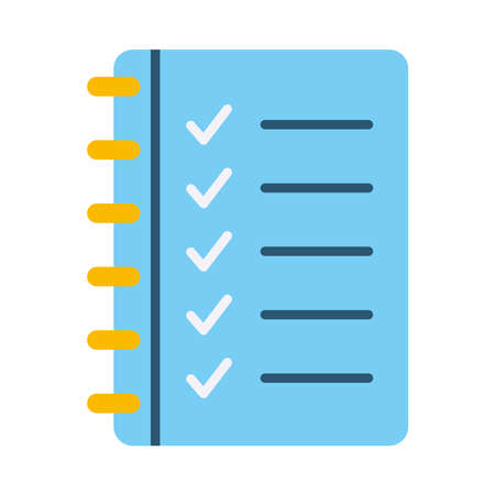 notebook with check marks icon over white background, flat style, vector illustrationのイラスト素材