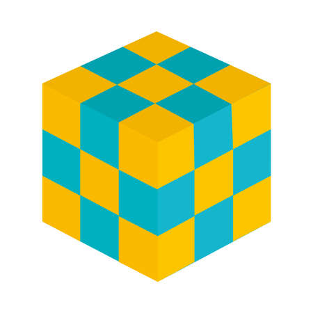 strategy cube icon over white background, flat style, vector illustrationのイラスト素材
